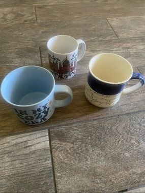 Ceramic Blue and White Mugs - Set of 3